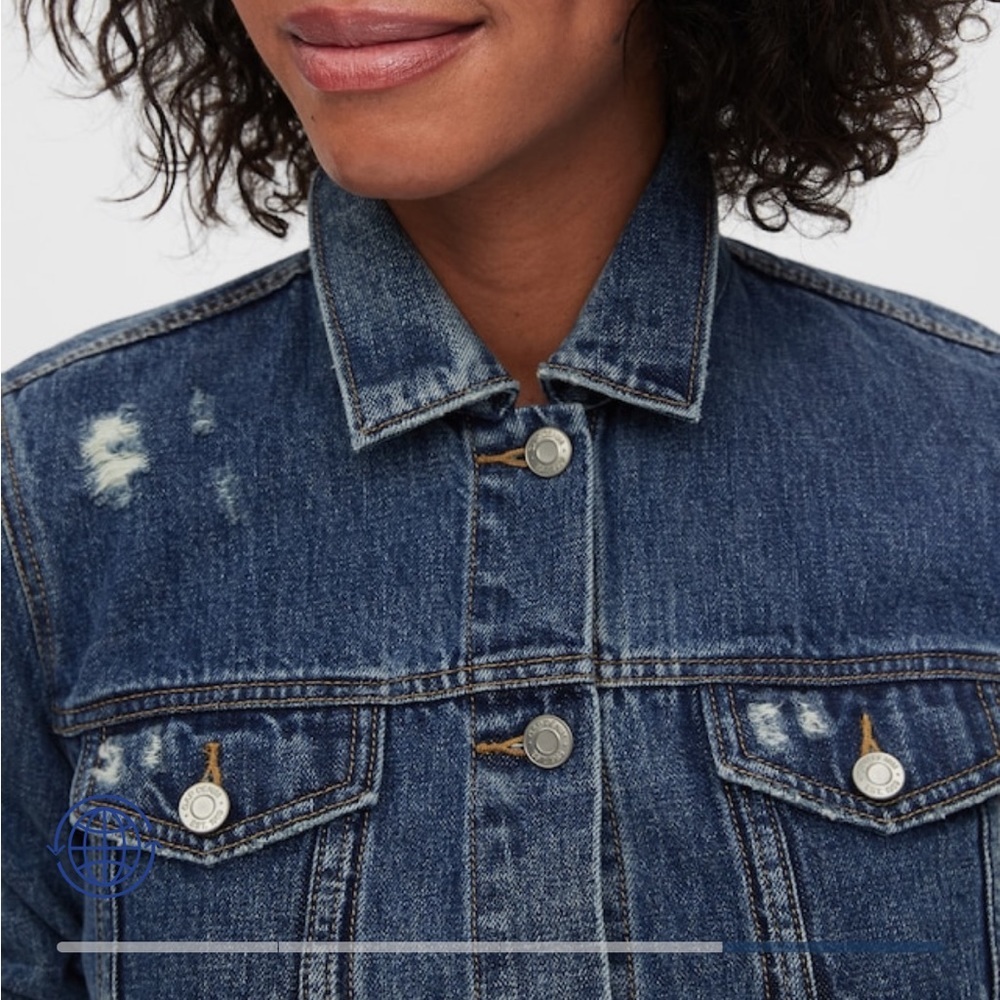 Gap Maternity Icon Distressed Denim Jacket with Washwell Small New $80 - Picture 3 of 4